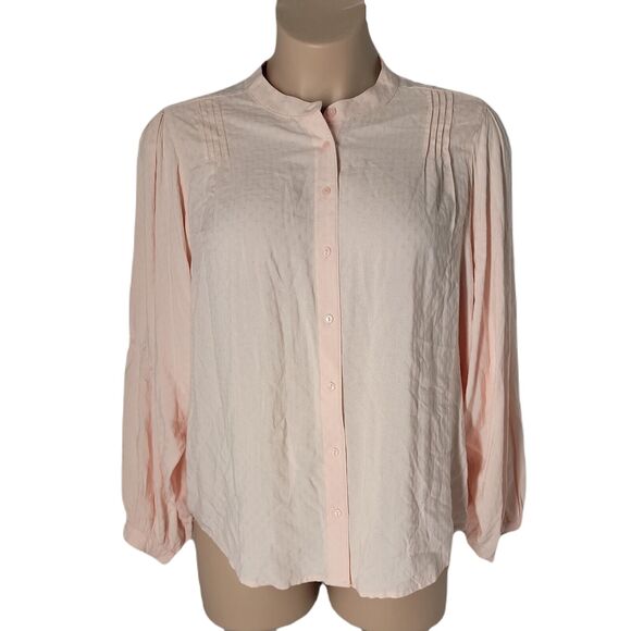 Worthington High Neck Classy Button Up Shirt ~ Sz XL ~ Pink ~ Long Sleeve - Picture 1 of 5